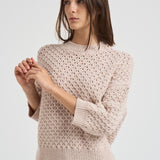 Maglia donna girocollo traforata beige A99314F05 947 PESERICO 