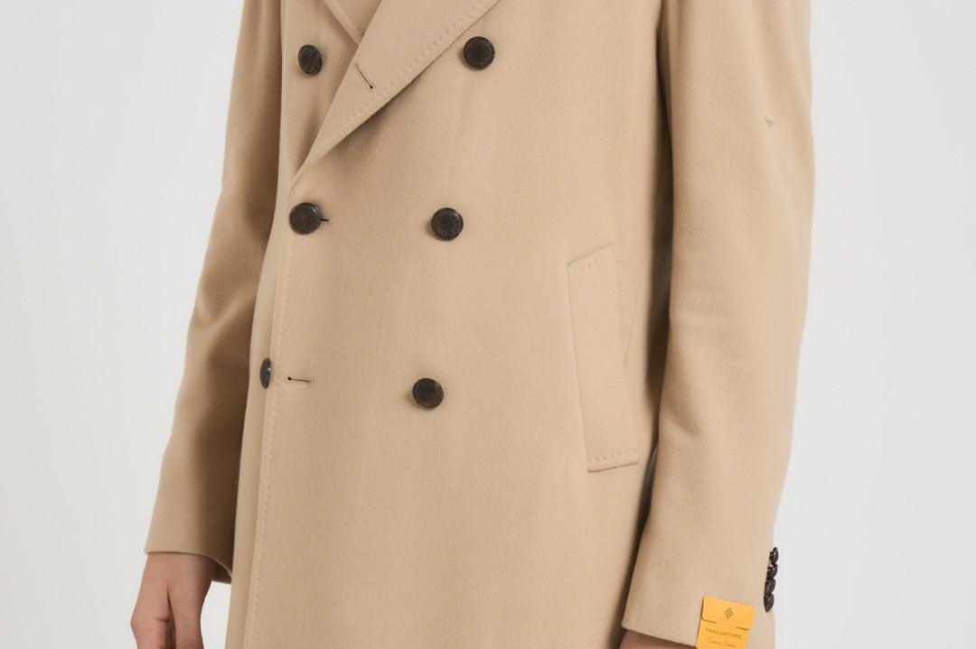 Cappotto uomo doppiopetto beige ARDEN 350001EA810 TAGLIATORE 