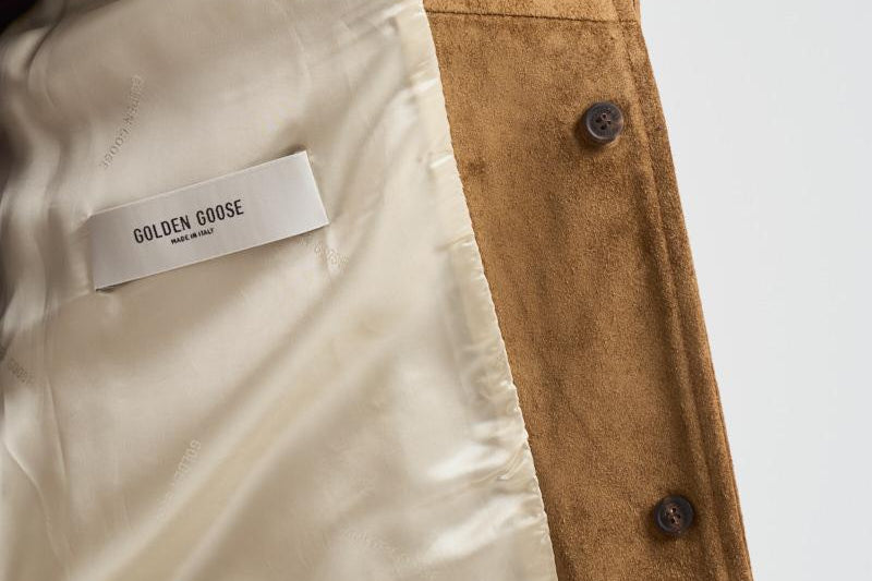 Giubbotto donna in suede cammello con frange GWP02368 P00216055678 GOLDEN GOOSE 