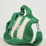 Borsa donna crochet a righe verde CROCHETBAGMINI 00193H MC2 SAINT BARTH 