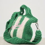 Borsa donna crochet a righe verde CROCHETBAGMINI 00193H MC2 SAINT BARTH 