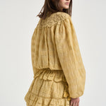 Blusa donna Polly con pizzo giallo pastello HT0767FA D1J05E10LC MARANT ETOILE 