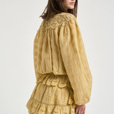 Blusa donna Polly con pizzo giallo pastello HT0767FA D1J05E10LC MARANT ETOILE 