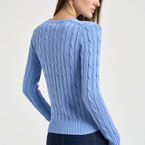 Maglione donna girocollo a trecce celeste 211971869 009 RALPH LAUREN 