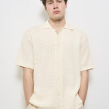 Camicia uomo traforata panna LDM310157 215215IVORY LES DEUX 