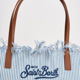 Borsa donna City in canvas a righe celeste CBF0001 TINYSTRIPES1017 MC2 SAINT BARTH 