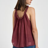 Top donna con torchon intrecciato bordeaux S6SI02 D57 SEMICOUTURE 