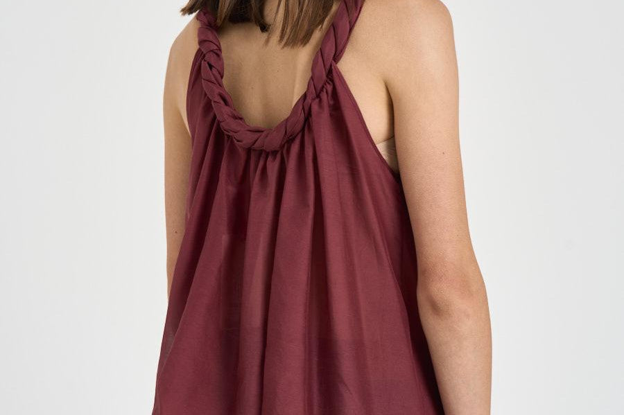 Top donna con torchon intrecciato bordeaux S6SI02 D57 SEMICOUTURE 