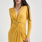Abito donna drappeggiato giallo ABR29 EV4 ELISABETTA FRANCHI 