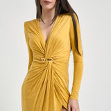 Abito donna drappeggiato giallo ABR29 EV4 ELISABETTA FRANCHI 