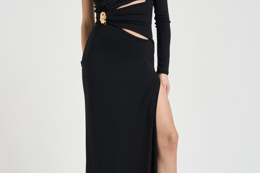 Abito donna lungo cut out nero ABR25 110 ELISABETTA FRANCHI 