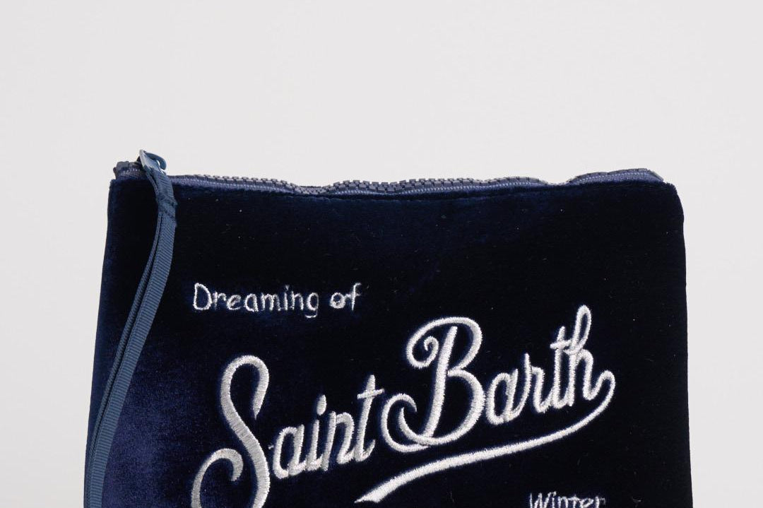 Pochette donna Aline blu in velluto e strass ALINE VELVET61 MC2 SAINT BARTH 