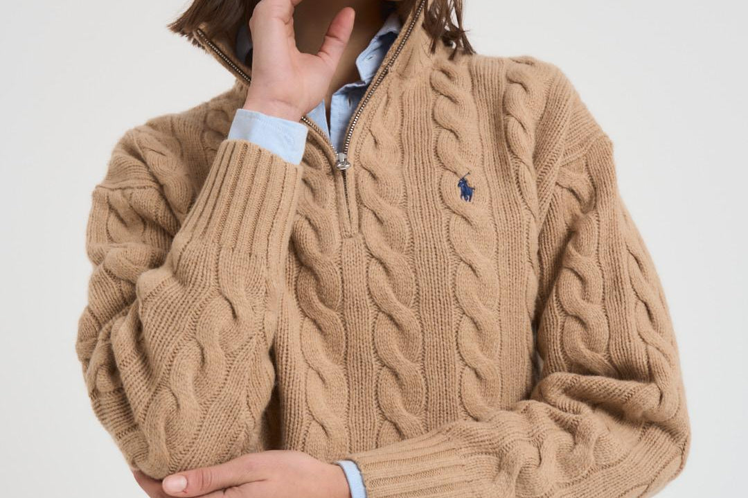 Pullover con cerniera donna beige 211972130 002 RALPH LAUREN 