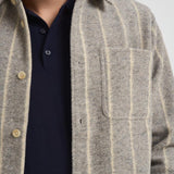 Camicia uomo gessata grigia in lana 1000558 320 LES DEUX 