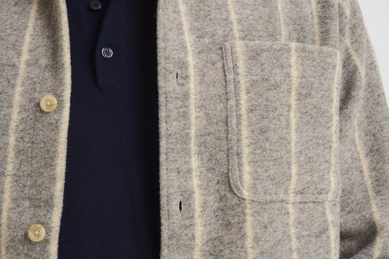 Camicia uomo gessata grigia in lana 1000558 320 LES DEUX 