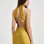 Abito donna lungo satinato ocra 16193 YELLOW ACTUALEE 