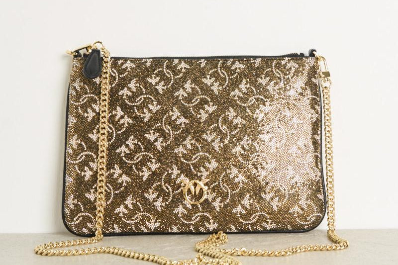 Pochette donna con strass monogram 100455 A20DLH3Y PINKO 