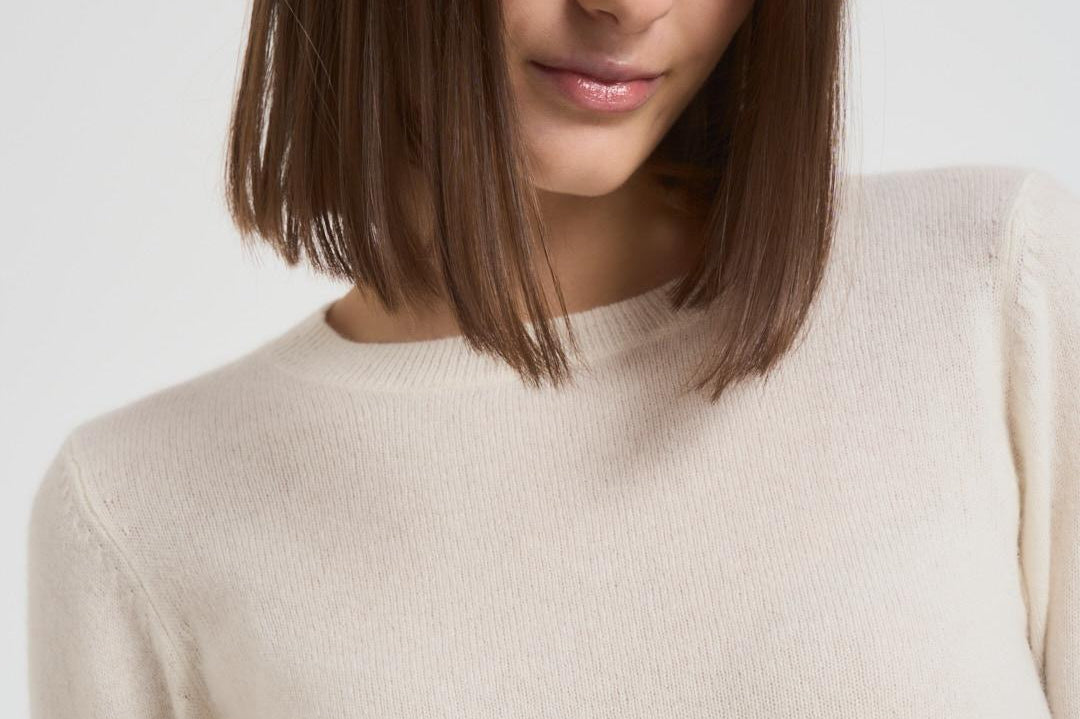 Maglia donna girocollo panna CATELINA CREAM ABSOLUT CASHMERE. 