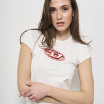 T-shirt donna bianca T-Angie logo rosso A06268 0AFAA141A DIESEL 