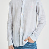 Camicia uomo in lino gessato bianca 710B15647 002 RALPH LAUREN 
