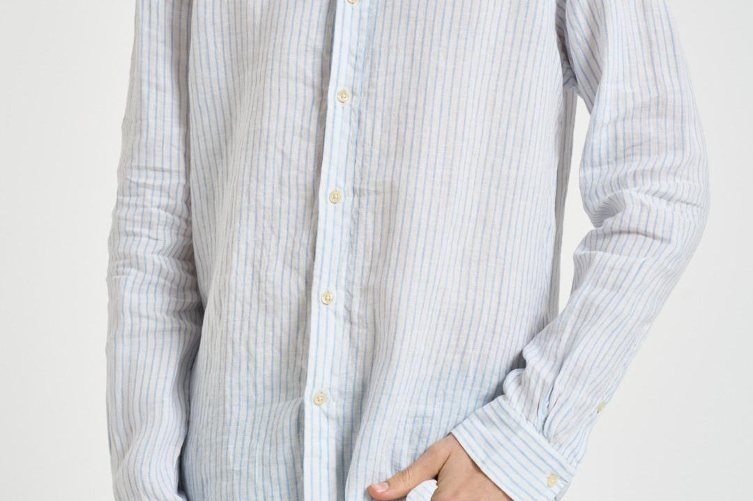 Camicia uomo in lino gessato bianca 710B15647 002 RALPH LAUREN 