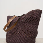 Borsa donna a spalla in rafia cioccolato V7.4CK CHOCOLATE MANEBI' 