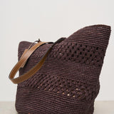Borsa donna a spalla in rafia cioccolato V7.4CK CHOCOLATE MANEBI' 