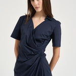 Abito donna midi drappeggiato blu notte L6SK30 N08 LIVIANA CONTI 