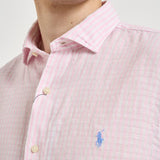 Camicia uomo rosa in misto lino e cotone 710B16700 002 RALPH LAUREN 