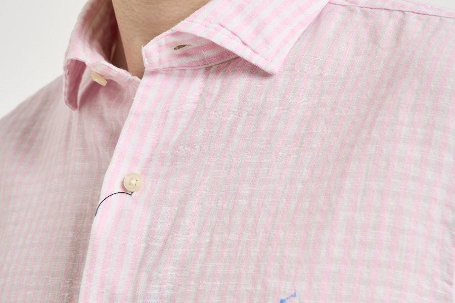 Camicia uomo rosa in misto lino e cotone 710B16700 002 RALPH LAUREN 