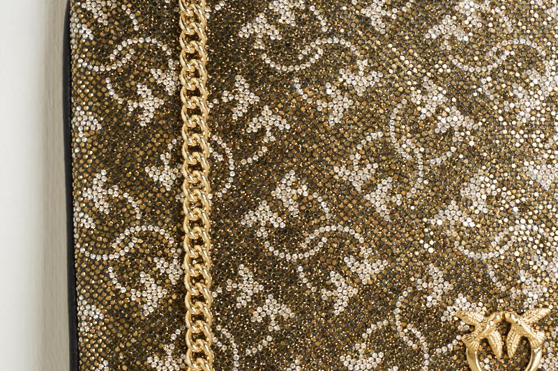 Pochette donna con strass monogram 100455 A20DLH3Y PINKO 