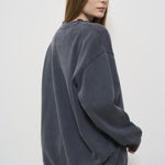 Felpa donna antracite con logo bianco 5205 WASHEDBLACK ANINE BING 