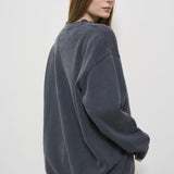 Felpa donna antracite con logo bianco 5205 WASHEDBLACK ANINE BING 