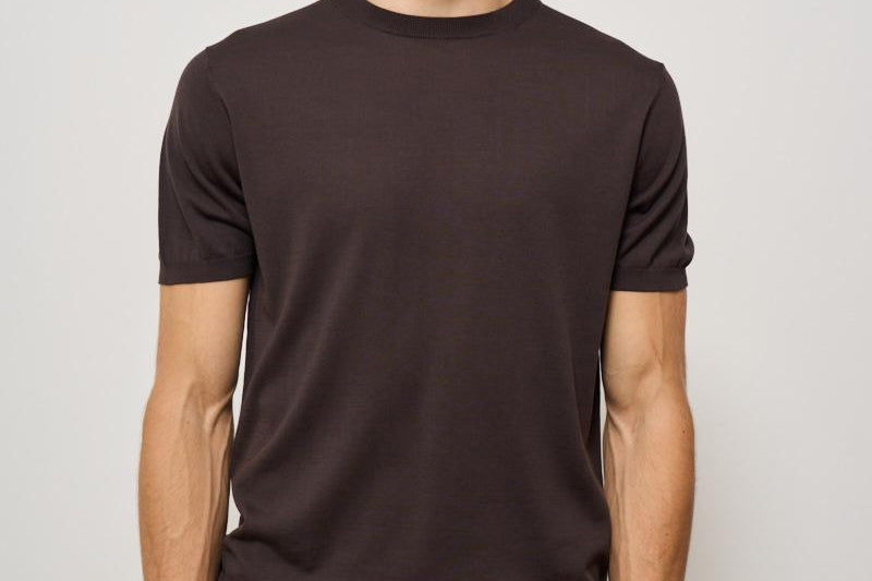 T-shirt uomo in maglia girocollo marrone K100421 170 KANGRA 