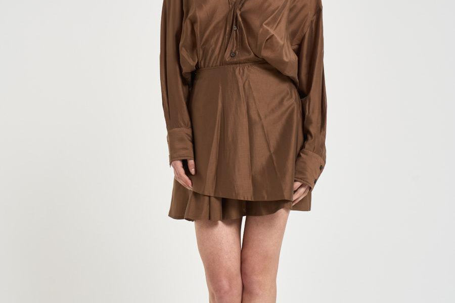 Abito donna midi satinato marrone 4020 T0161CHOCOLATE THE LATEST 