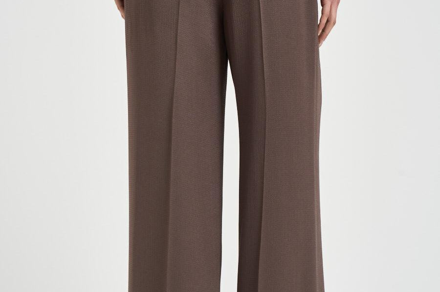 Pantalone donna fluido satinato marrone A04302 01943151 PESERICO 