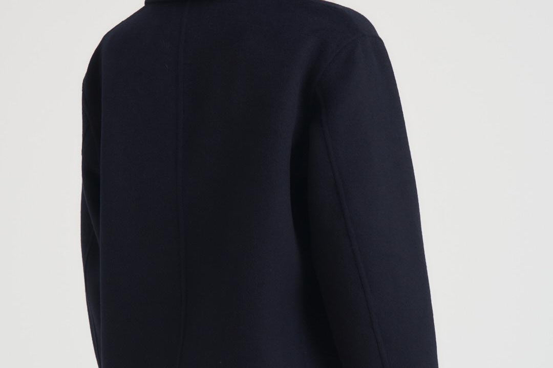 Cappotto donna corto doppiopetto blu notte MERYL NAVY BLUE ACCADEMIE TESSILI 