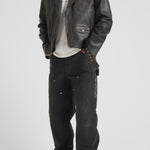 Giubbotto uomo chiodo in pelle nero GMP00297 P00064790100 GOLDEN GOOSE 