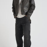 Giubbotto uomo chiodo in pelle nero GMP00297 P00064790100 GOLDEN GOOSE 