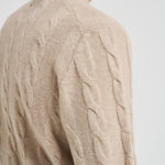 Maglia uomo girocollo a treccia beige 25FCCM010439 112 ACCADEMIE TESSILI 