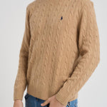 Maglia uomo a treccia cammello 710876762 009 RALPH LAUREN 