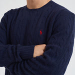 Maglia uomo a treccia blu 710876762 002 RALPH LAUREN 