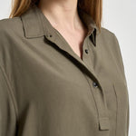 Blusa donna maniche a tre quarti verde militare TYC01 OLIVA NINE IN THE MORNING 