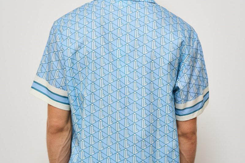 Camicia uomo monogram celeste CH9094 GIL LACOSTE 