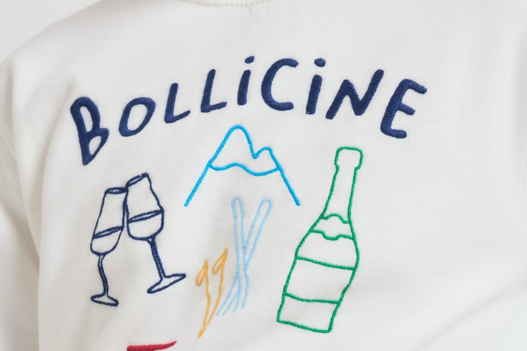 Felpa uomo girocollo con stampa ricamata panna SOHON BOLLINE10EMB MC2 SAINT BARTH 