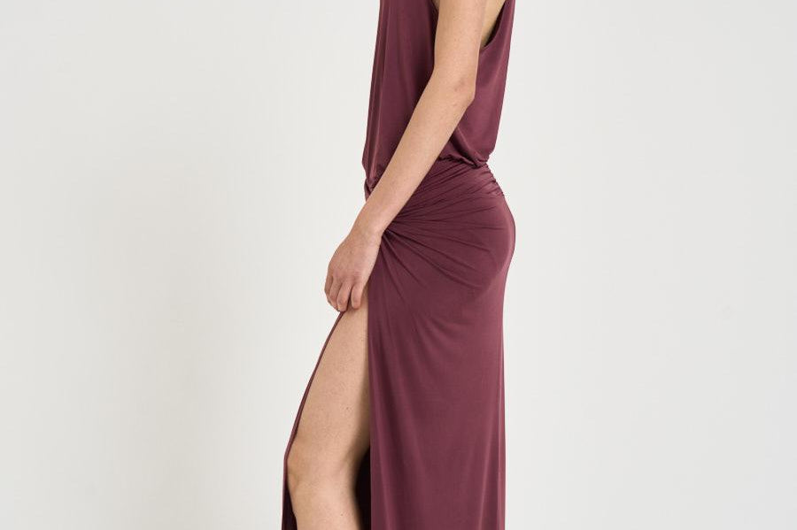 Abito donna lungo bordeaux TM190147B ROUGENOIR THE ANDAMANE 