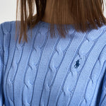 Maglione donna girocollo a trecce celeste 211971869 009 RALPH LAUREN 