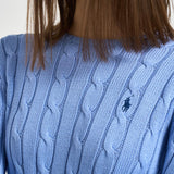 Maglione donna girocollo a trecce celeste 211971869 009 RALPH LAUREN 