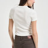 T-shirt donna a costine bianca TF5538 70V LACOSTE 