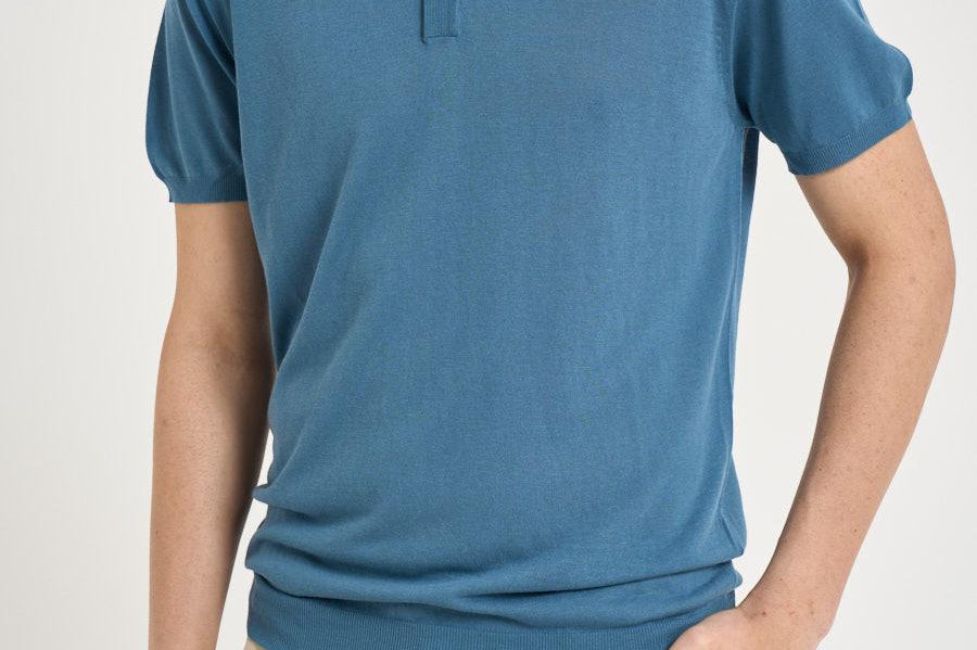 Polo uomo in maglia celeste carta zucchero M060526 255 ACCADEMIE TESSILI 
